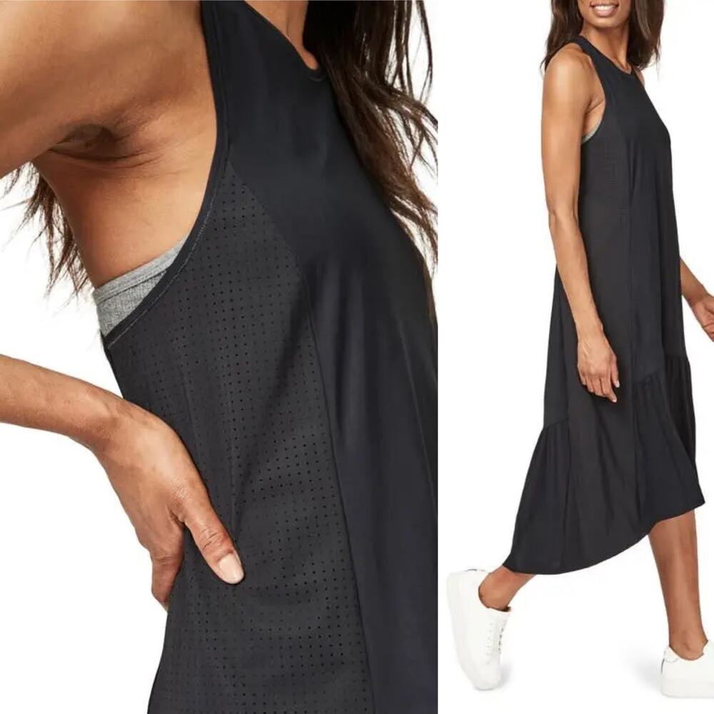 Sweaty Betty Ace Racerback High Low Tank Midi Dress Navy Summer Sporty Sz M FLAW
